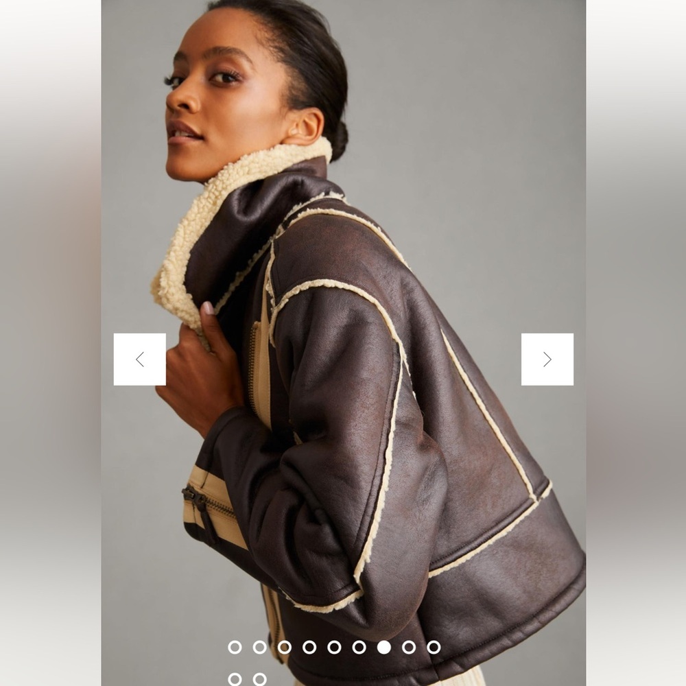 Anthropologie NWT Pilcro Faux-Leather Sherpa-Lined Jacket size M. - Picture 9 of 16